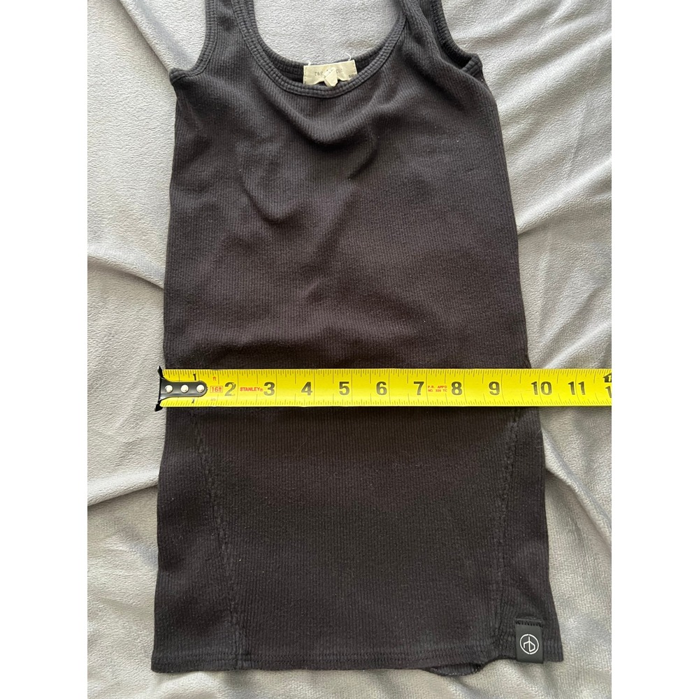 Rag & Bone Distressed Black Ribbed Tank Top Scoop Neck Sleeveless S/P - Picture 4 of 6